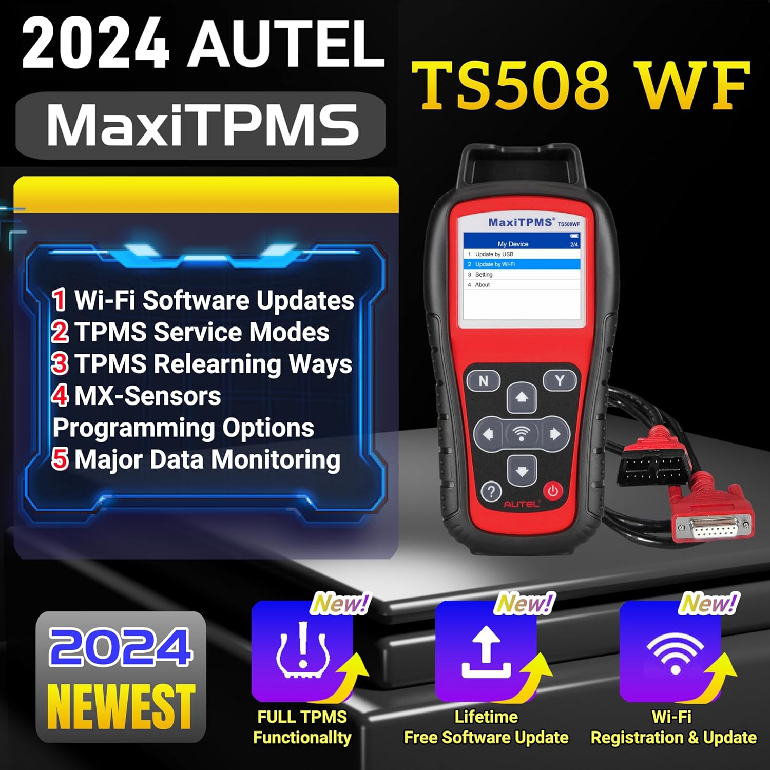 Autel MaxiTPMS TS508WF Complete with 4 pcs Duel Frequency Rubber MX Sensor