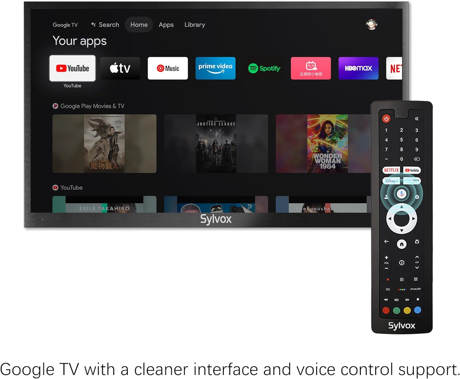 SYLVOX 43'' Outdoor Google TV Waterproof 4K QLED Television, Built-in Chromecast Voice Assistant 15W Stereo Surround Panoramic Sound