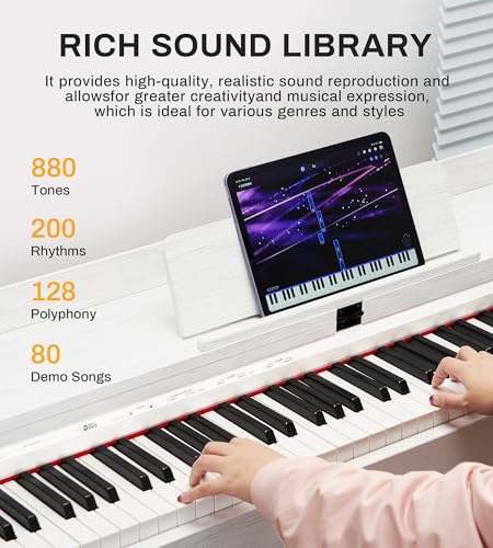 Vangoa Digital Piano 88 Keys Weighted Hammer Action Home Full size Digital Piano Keyboard for Adult Beginner with Furniture Stand, Flip Key Cover