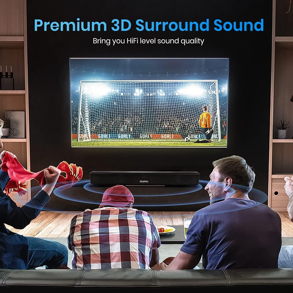 dyplay Soundbar, 20-inch 100W Sound Bar for TV, 2.0 Channel, 3 Equalizer Mode Audio Bluetooth 5.0, HDMI/Optical/AUX/TF/USB Connection