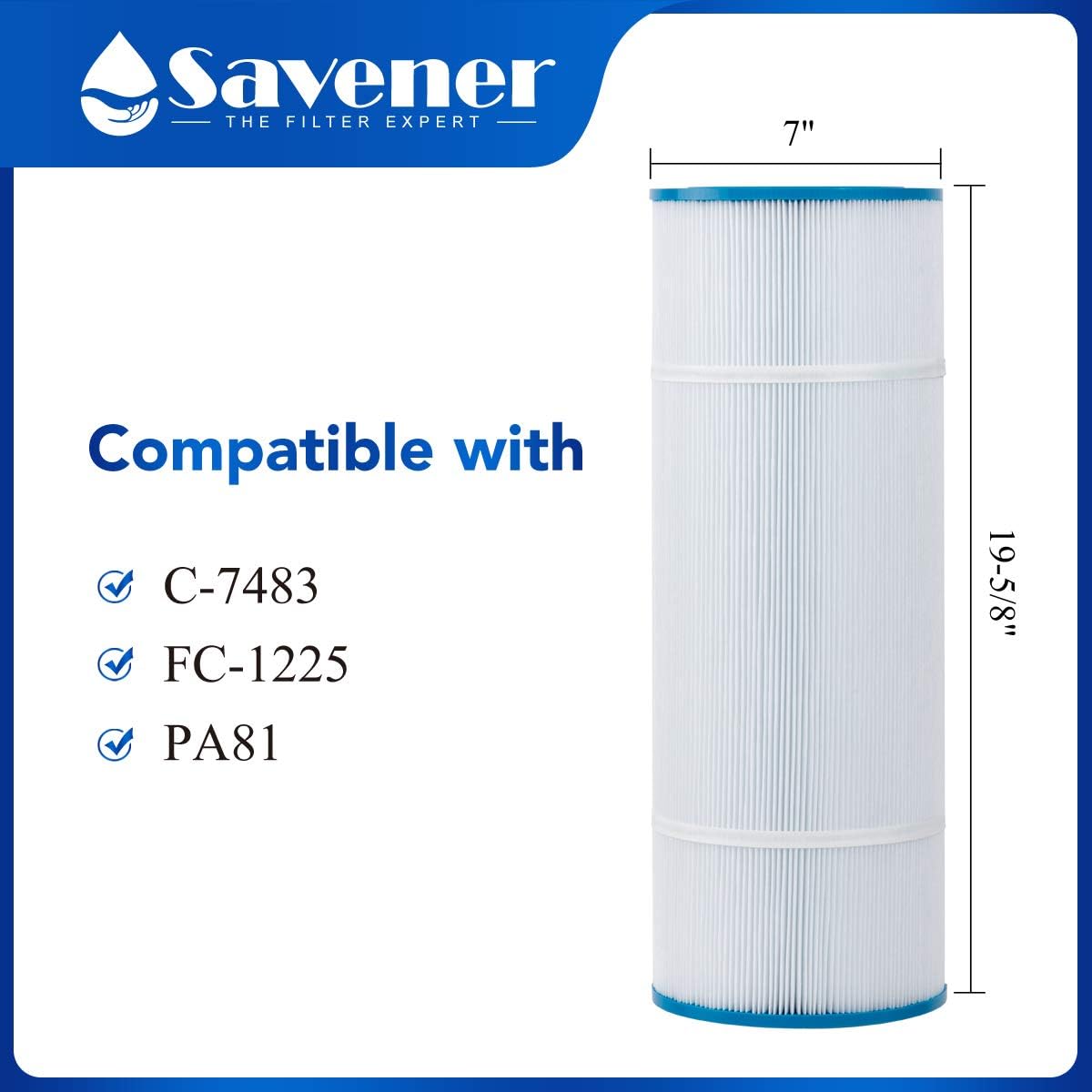 Savener CX580XRE Swimming Pool&Spa Replacement Filter Cartridge Hot Tub Filter Replaces for Darlly 70811 Unicel C-7483 81Sq.ft FC-1225 PA81 Fits