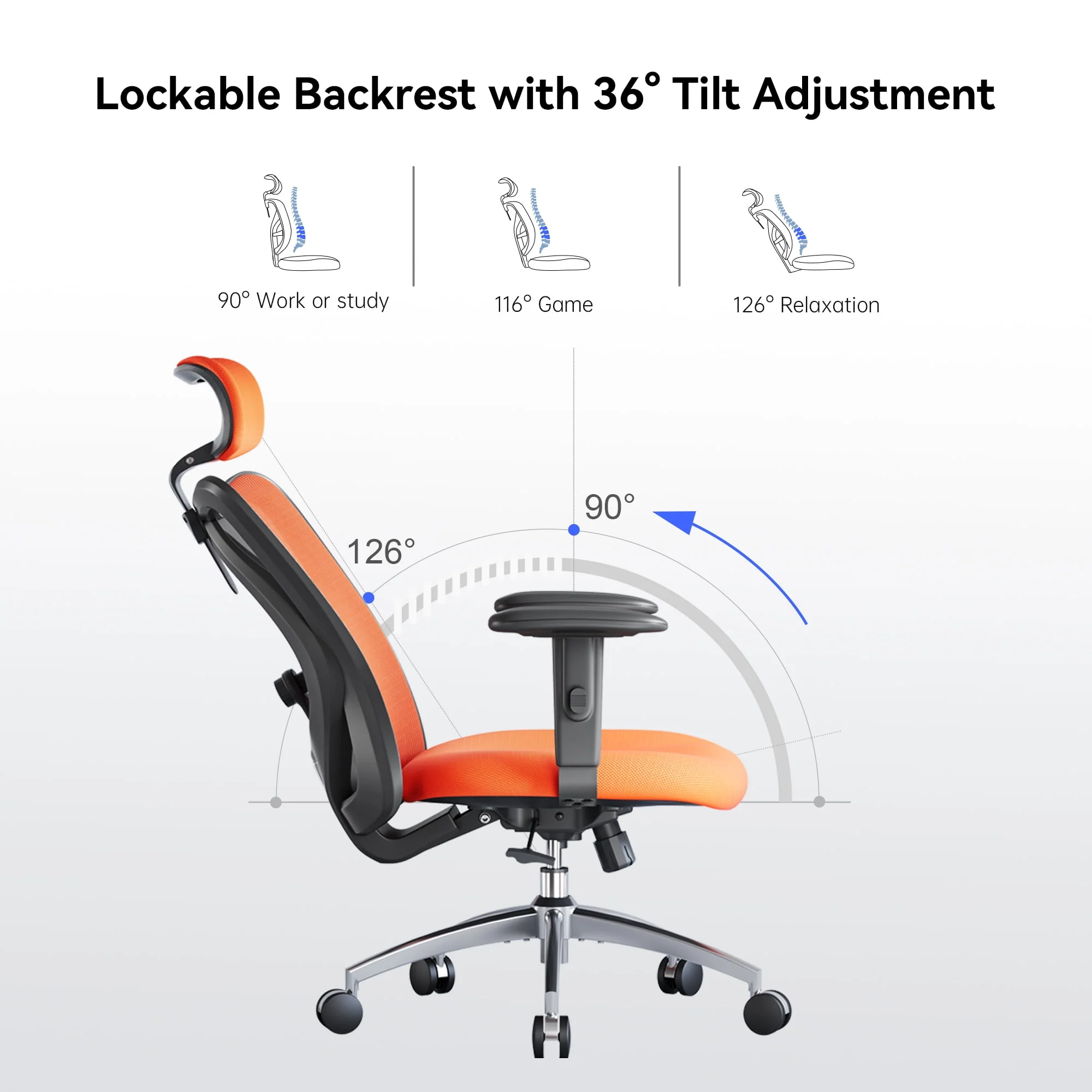 SIHOO Ergonomic Office Chair, Mesh Computer Desk Chair with Adjustable Lumbar Support, High Back chair for big and tall, Black