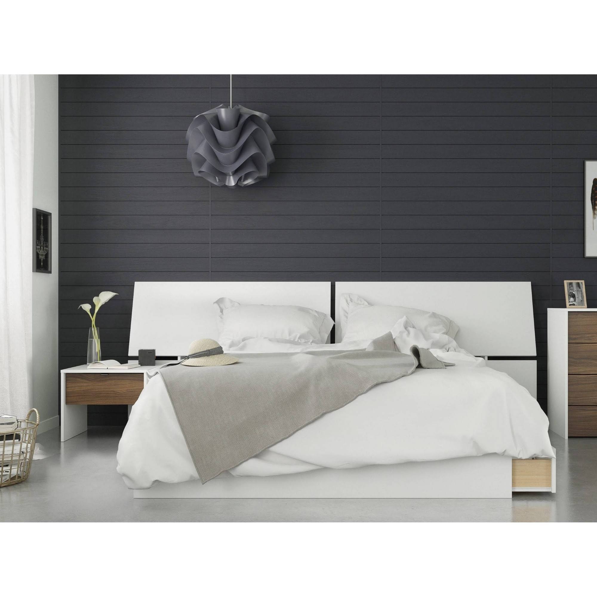 Nexera Modus 3 Piece Queen Size Bedroom Set, Walnut u0026 White