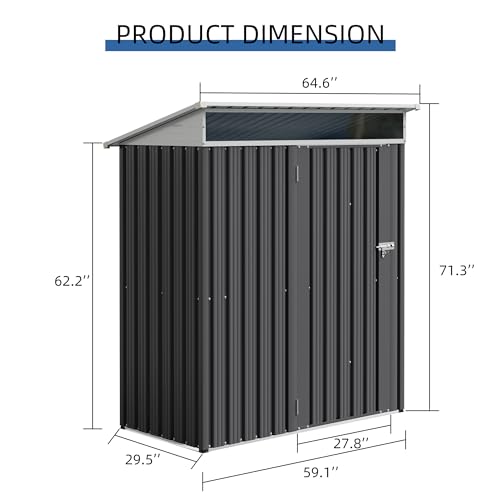 JYQAQA 5x3 FT Outdoor Garden Storage Shed, Waterproof Metal Garden Sheds with Window and Lockable Double Door