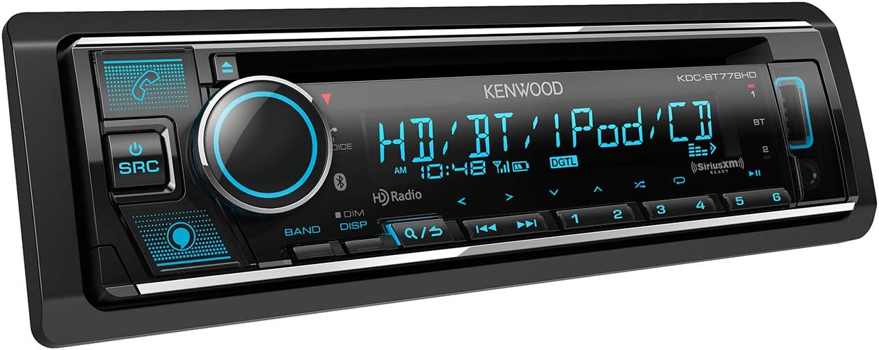 Kenwood KDC-BT778HD Single DIN Bluetooth CD Car Stereo Receiver with Amazon Alexa Voice Control | LCD Text Display | USB & Aux Input