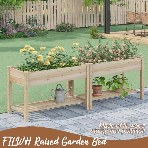 FILWH Raised Garden Bed with Legs Elevated Wooden Planter Box Stand Large Planter Stand Box for Fruits Vegetables Flowers with Divider with Bag