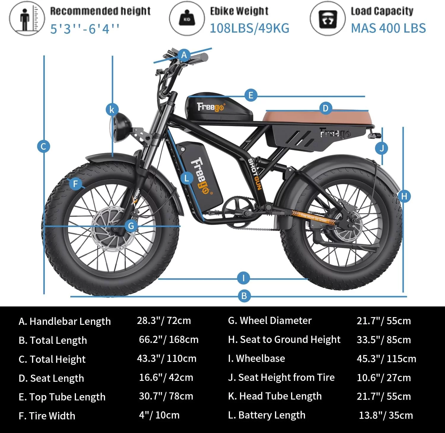 Freego Electric Bike for Adults, Dual Motor & Dual Battery, 2000W/48V/40Ah/55Ah, 20"x4.0" Fat Tires Off Road Electric Bicycle with Removable Battery