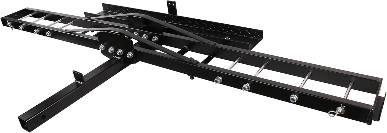 TMS T-NS-MRC001 500-Pound Heavy Duty Motorcycle Dirt Bike Scooter Carrier Hitch Rack Hauler Trailer with Loading Ramp and Anti-Tilt Locking Device