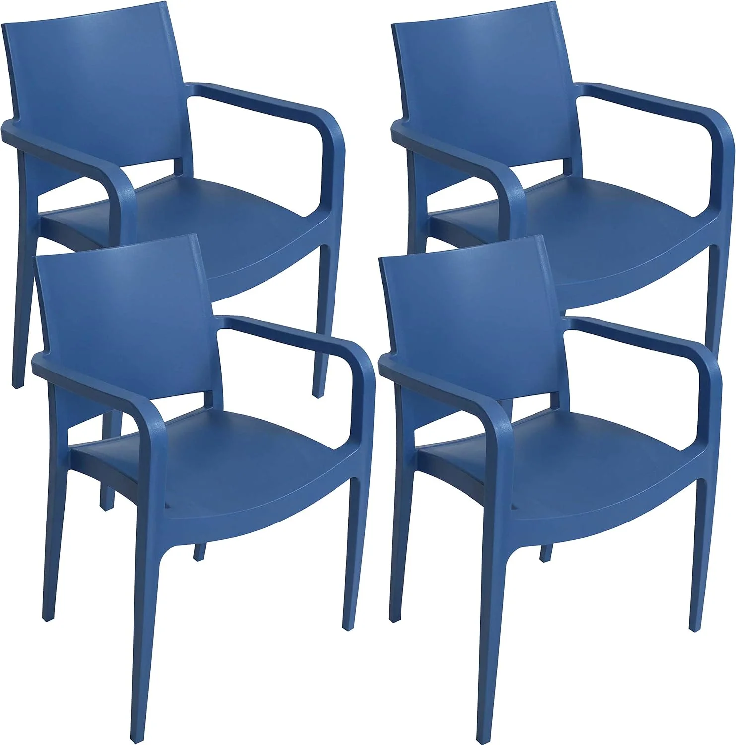 Landon All-Weather Plastic Indoor/Outdoor Dining Armchair - Grade - Sax Blue - 4 Chairs