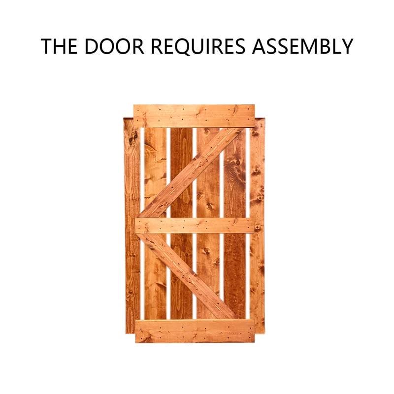 CALHOME Stained K Double DIY Barn Door w/ Hardware Kit - Weather Gray - 76 x 84