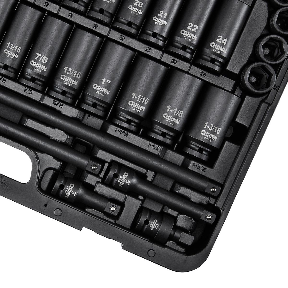 QUINN 1/2 in. Drive SAE and Metric Master Impact Socket Set, 61-Piece