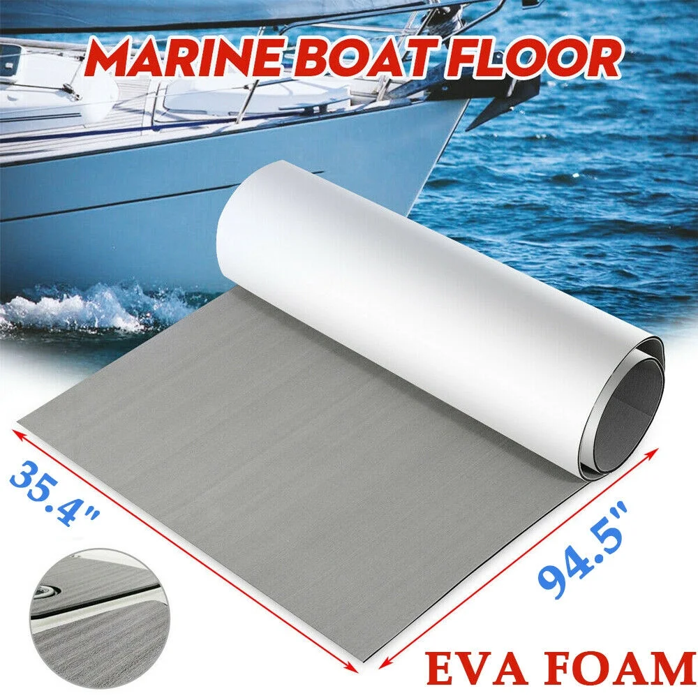 Wuzstar Non-Slip EVA Foam Faux Teak Floor Decking Sheet for Yacht Marine Floor Carpet Boat Flooring Pad (94.5" x 35.4", Dark Gray)