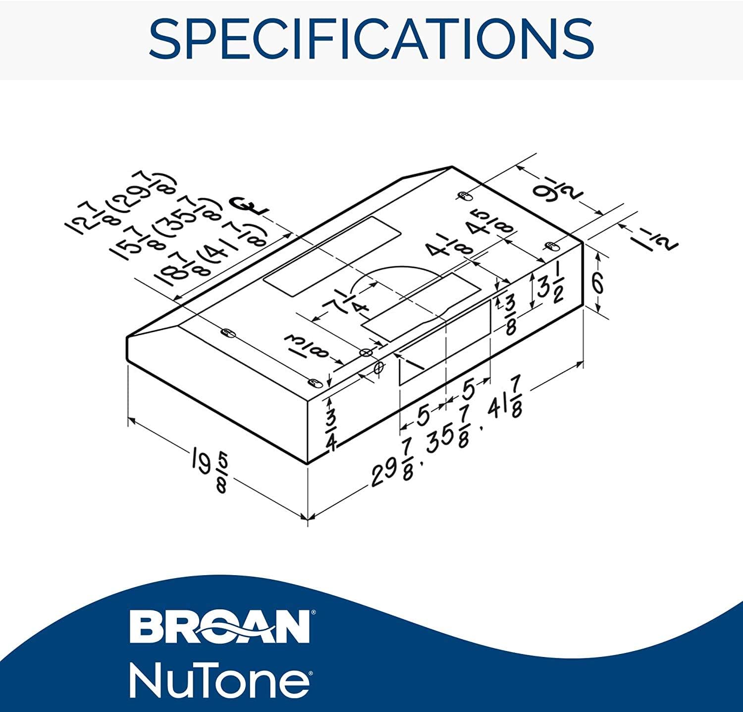 BROAN NuTone BCDF130SS Glacier Convertible Range Hood Light Exhaust Fan for Under Cabinet, Stainless Steel