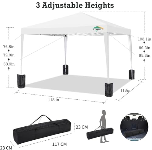 COBIZI 10x10 Pop up Canopy Tent Protable Canopy Tent with 4 Sidewalls Waterproof Commercial Instant Shelter for Parties, Wedding