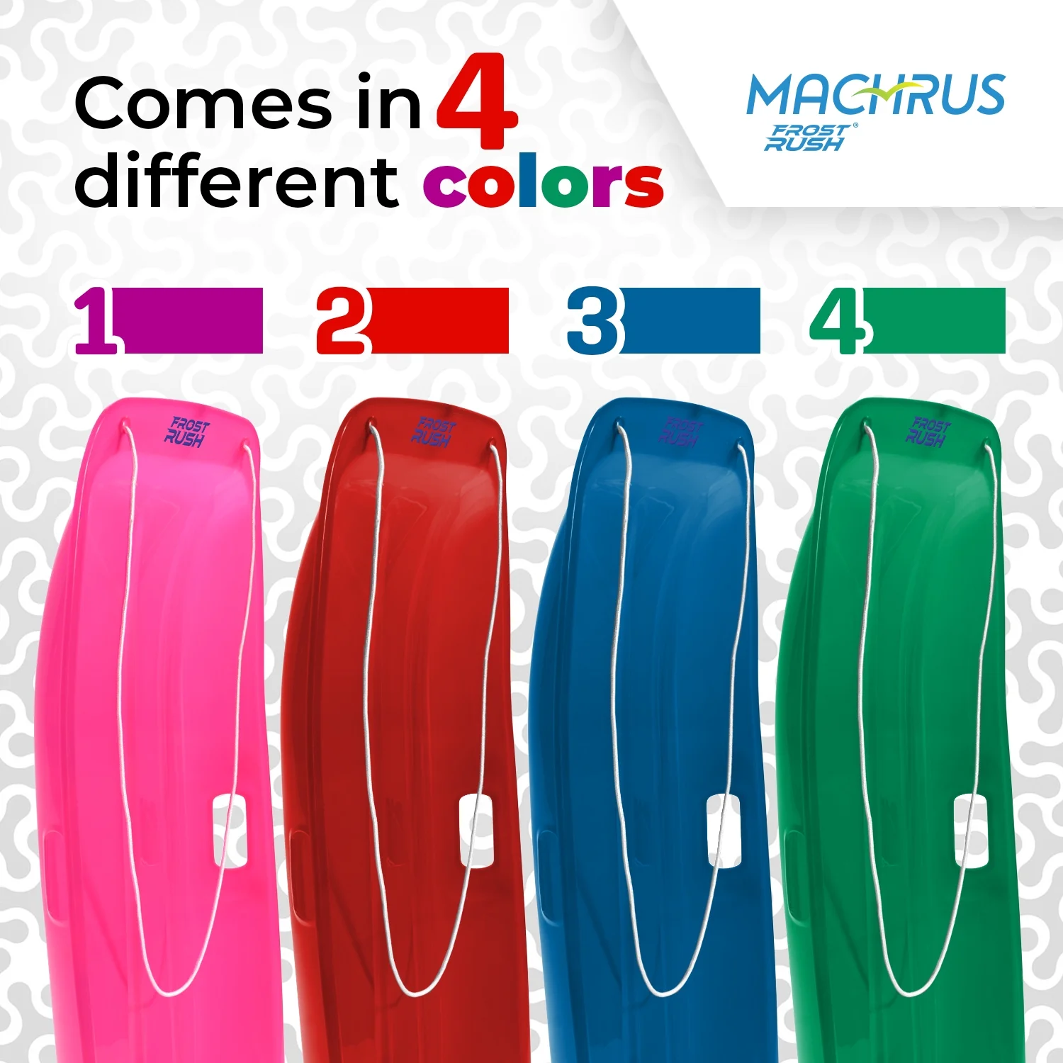 Machrus Frost Rush Snow Sled, Large&nbsp;Plastic Toboggan Sled for&nbsp;Winter Sledding with Attached Pull Rope for Kids and Adults- 1 Pack