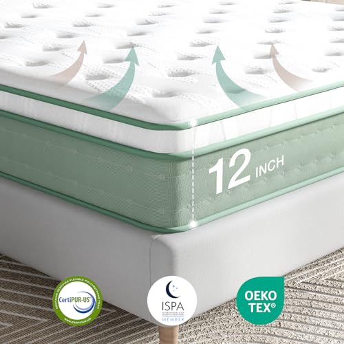 Novilla King Size Mattress 14 Inch, Hybrid Mattress King for Motion Isolation, Gel Memory Foam with Pressure Relief for Cool Night Sleep