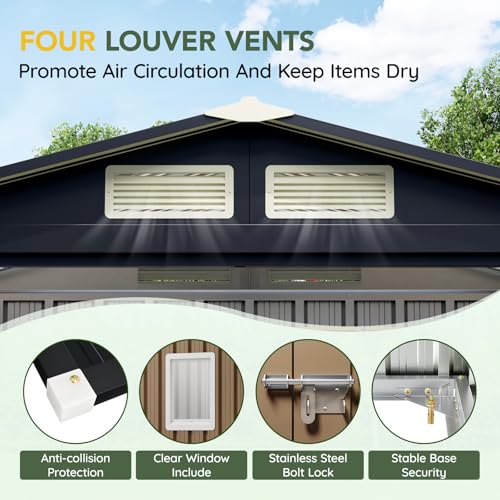 6x4FT Outdoor Steel Storage Shed with Clear Window, Lockable Doors, Weather-Resistant Metal Tool Shed for Garden, Backyard, Patio, and Utility Storage