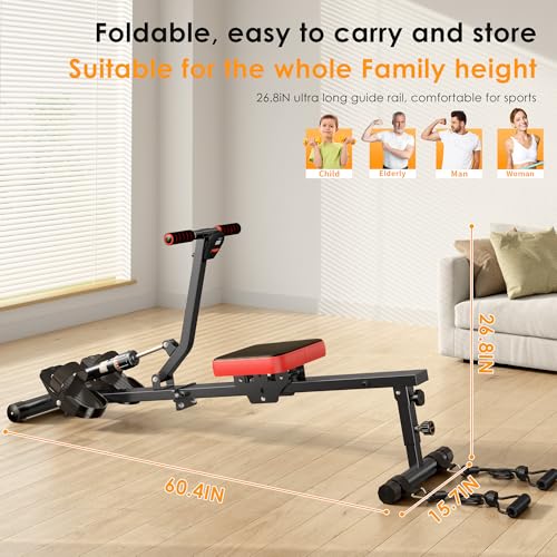 SogesGame Rowing Machine, Rower Machine with 12 Levels of Resistance for Complete Body Workouts, Low-Impact