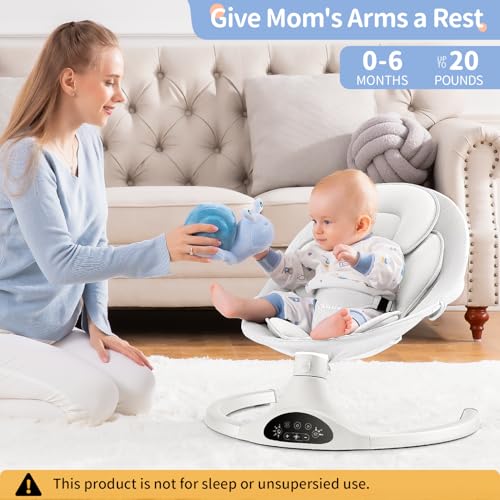 LAREX Baby Swing Infant Swing Electric Toddler Baby Rocker Portable for Newborn Boy Girl, 5 Sway Speeds with Remote Control