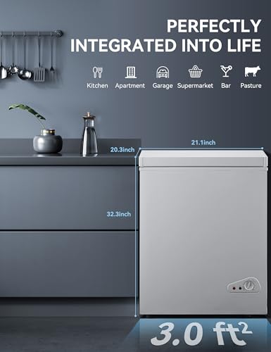7.0 Cu Ft Chest Freezer - Energy Efficient & Quiet Mini Freezer with Adjustable Thermostat - Compact Deep Freezer for Home, Apartment, and Garage