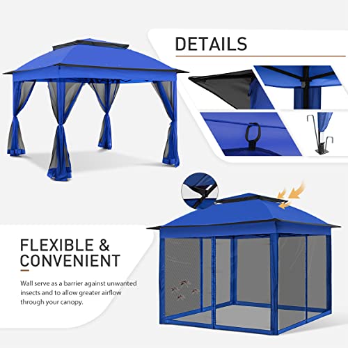 COOS BAY 11x11 Pop Up Instant Gazebo Tent with Mosquito Netting Outdoor Canopy Shelter with 121 Square Feet of Shade (Beige)