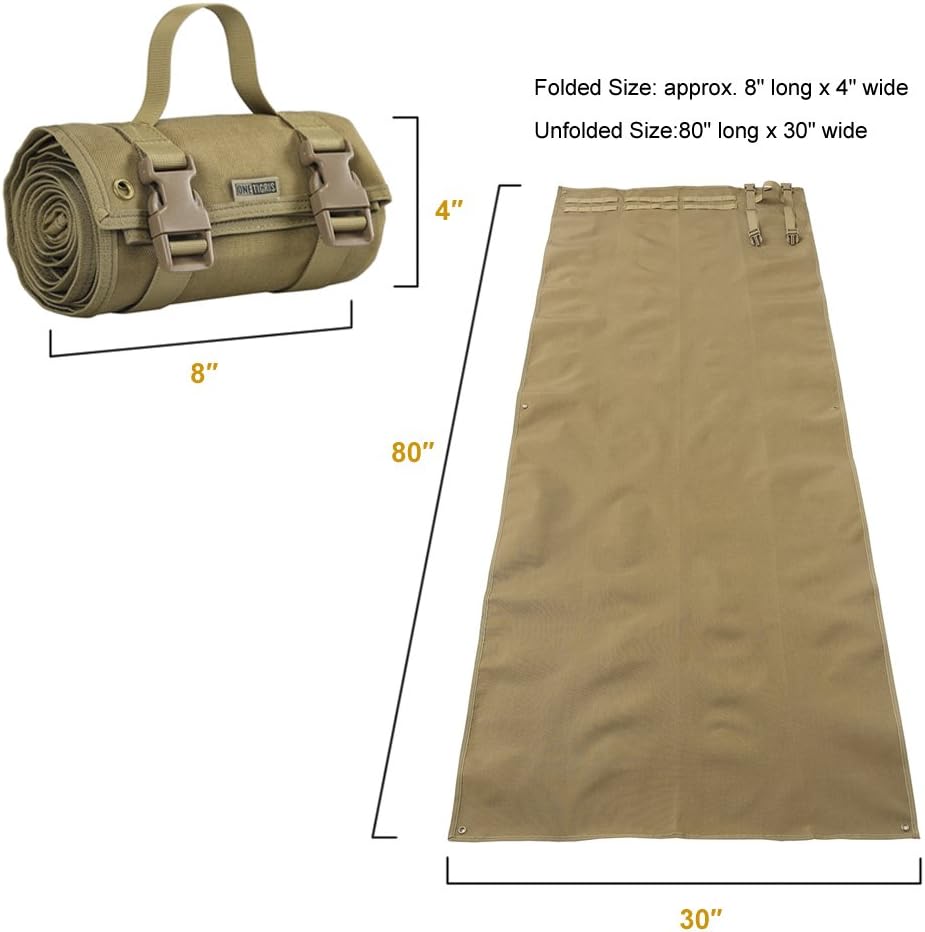 OneTigris Shooting Mat - Roll-up Shooting Mat Prone Shooter Mats Tactical Shooting Blanket Mat for Range Rifle Hunting (Non-Padded - Brown)