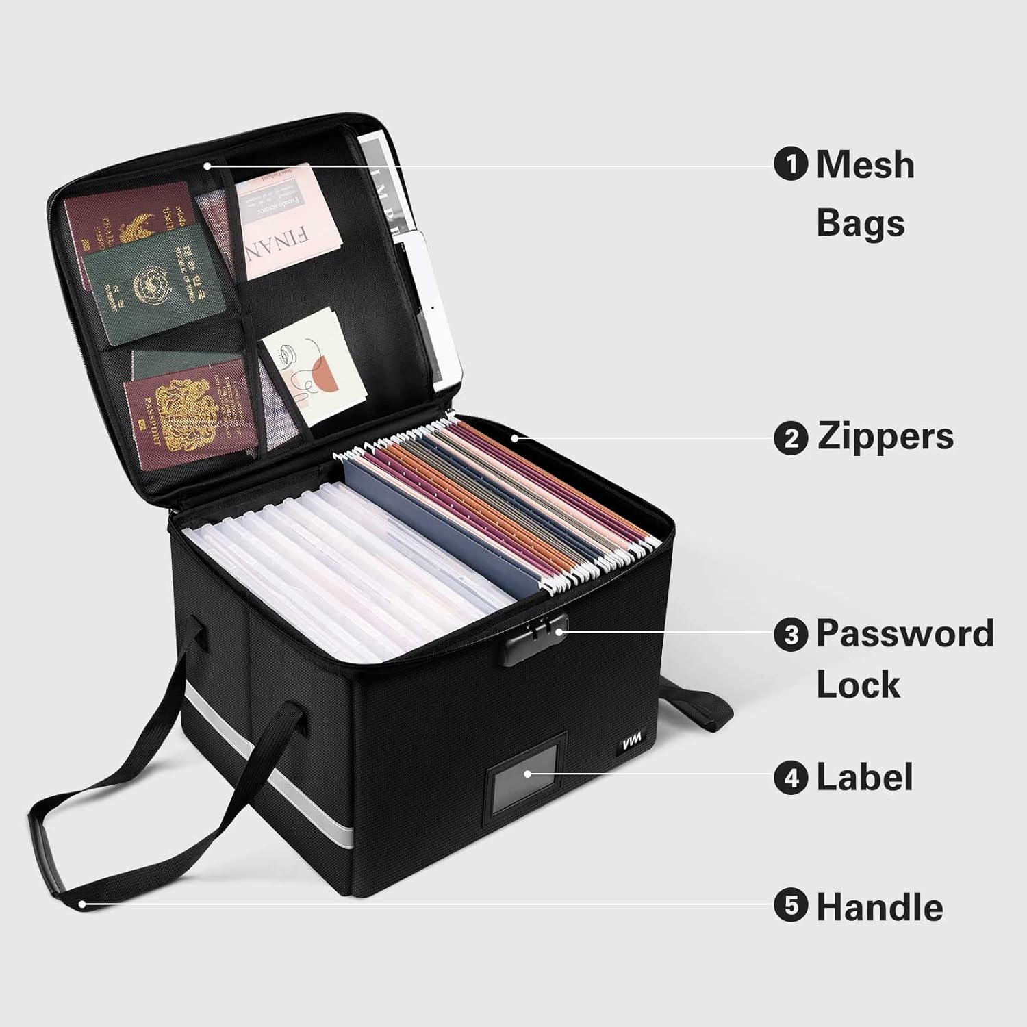 Fireproof File Box,File Storage Organizer,Filing Cabinet Box with Lock, Collapsible Document Storage Filing Box with Handle