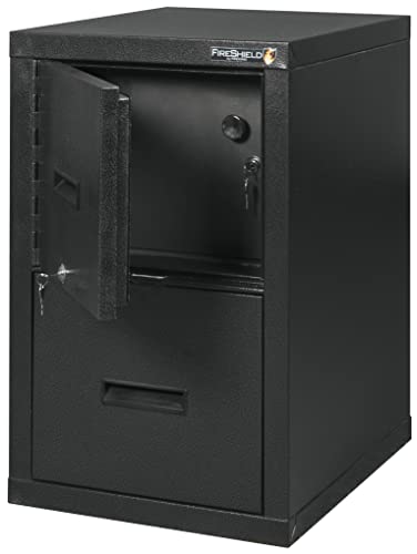 FireKing® FireShield 22"D Vertical 1-Drawer File Cabinet And Safe, Metal, Black Stone