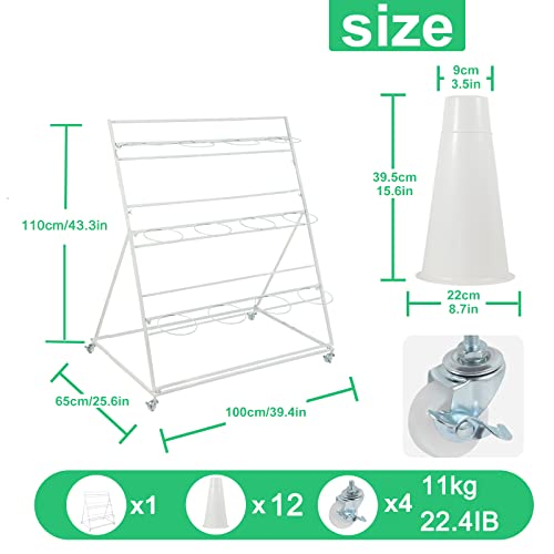 Flower Display Stand with Buckets, 3 Layers Metal Plant Stand, Moving Florist Bouquet Shelf for Fresh Flower Shop, for Patio Garden