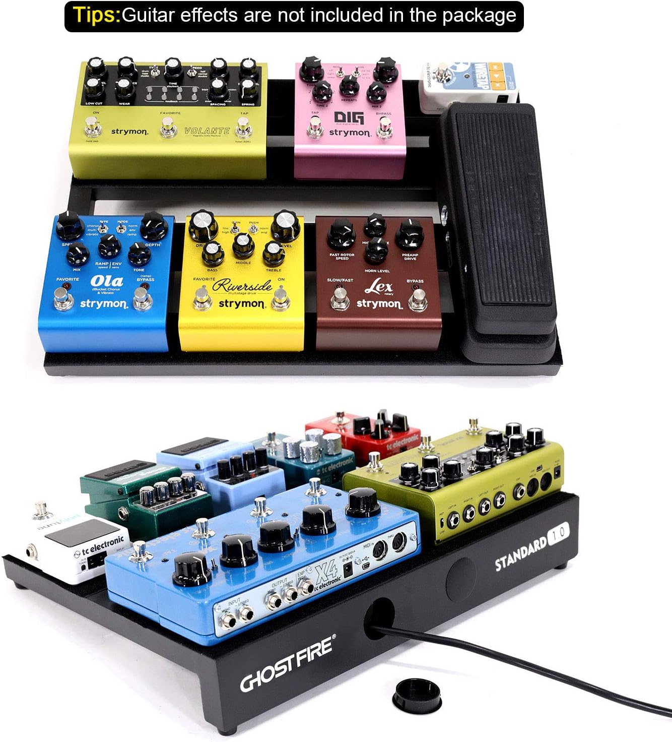 Ghost Fire Guitar Pedal Board Aluminum Alloy Effect Pedalboard with Carry Bag,V series (V-BABY MAX（Deluxe Edition）)