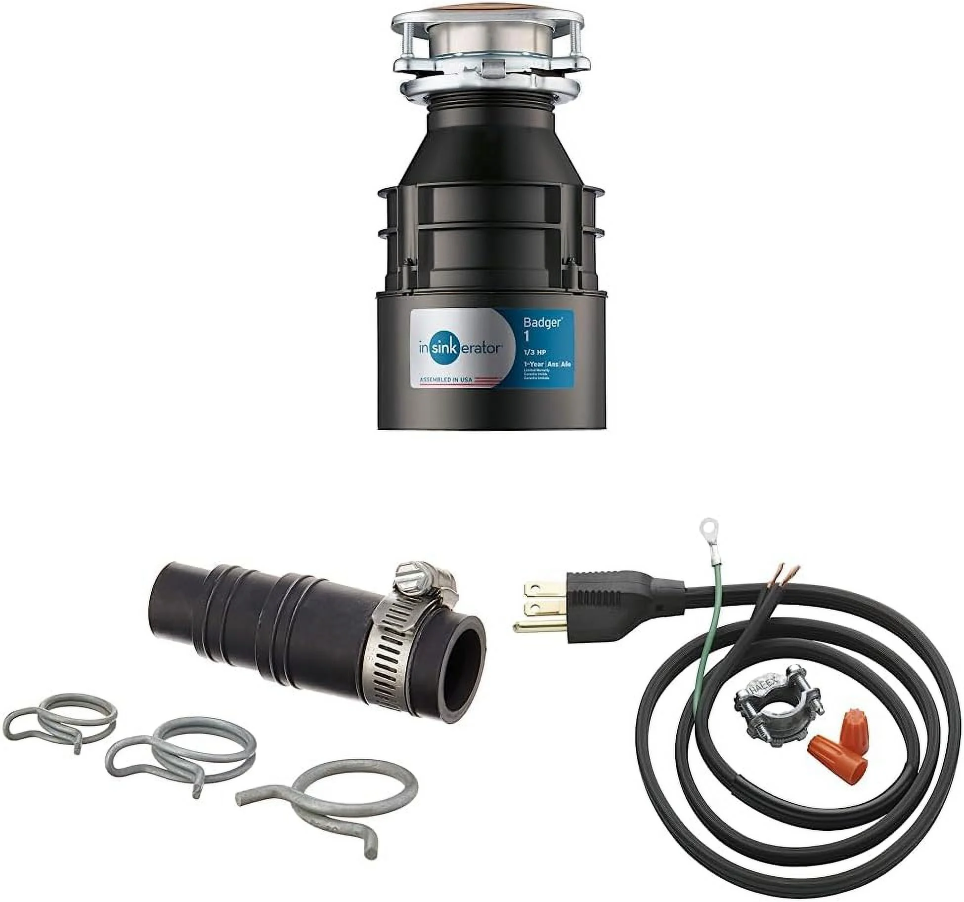 In-Sink-Erator Badger 1 W/ Cord Garbage Disposal, Badger 1, 1/3 HP Continuous Feed