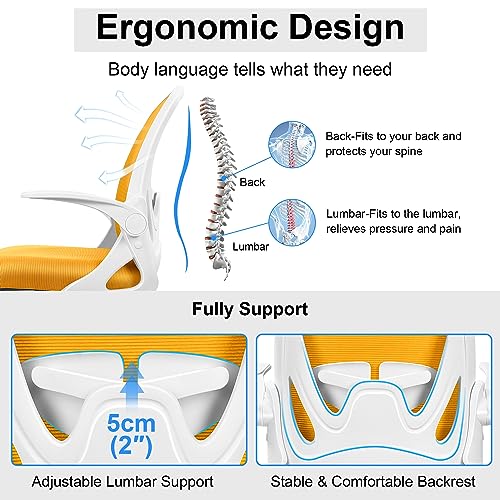 Primy Drafting Chair Tall Office Chair with Flip-up Armrests Executive Ergonomic Computer Standing Desk Chair with Lumbar Support and Adjustable