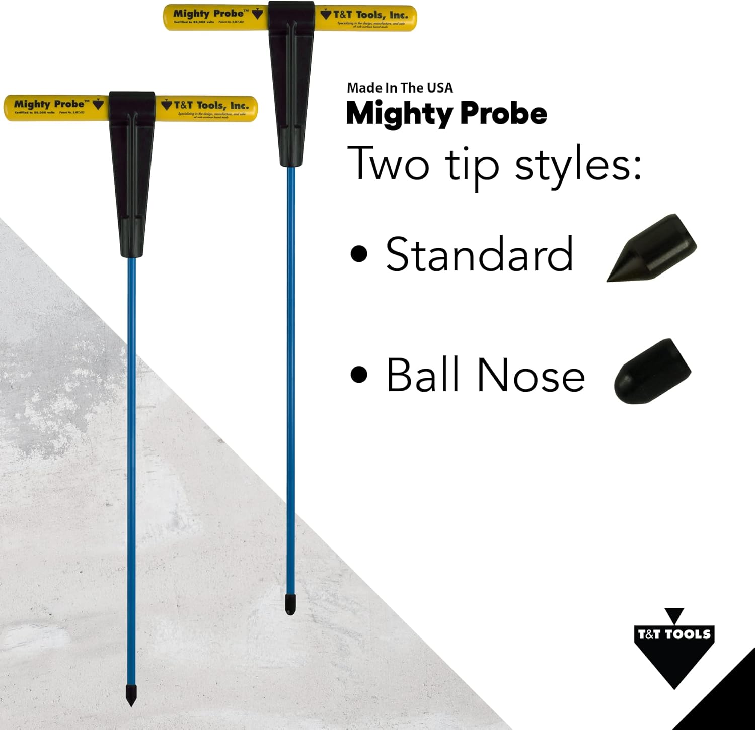 T&T Tools Mighty Probe Insulated Metal Soil Probe - 72-Inch Long Overall, w/ 7/16 Metal Hex Rod - Probing Rod, T-Handle Steel Rods, Landscaping Tools