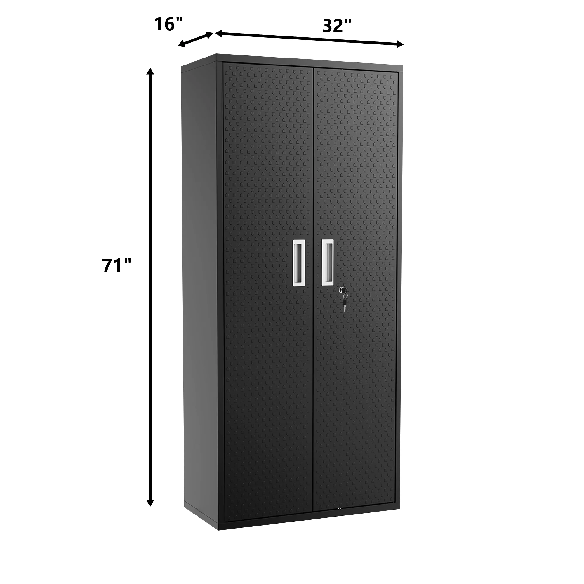 Tall Metal Storage Garage Cabinets with Locking Doors and 4 Adjustable Shelves, Double Handles, Steel Storage Cabinet for Garage, Office, Bedroom