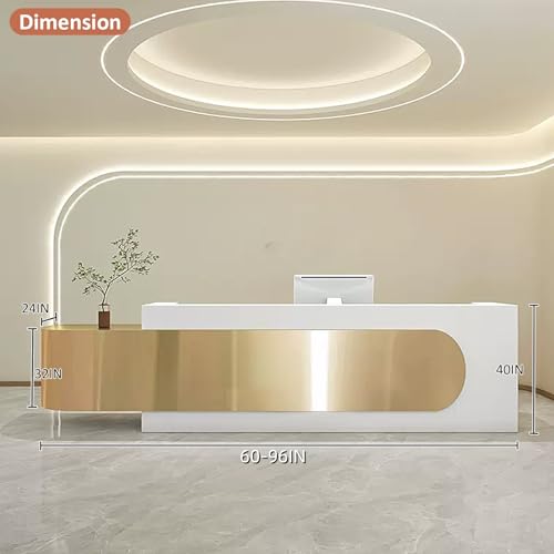 Luxurious Reception Counter Desk - Reception Desk with LED Lights & Glass Top | Front Counter Desk with Lockable Drawer