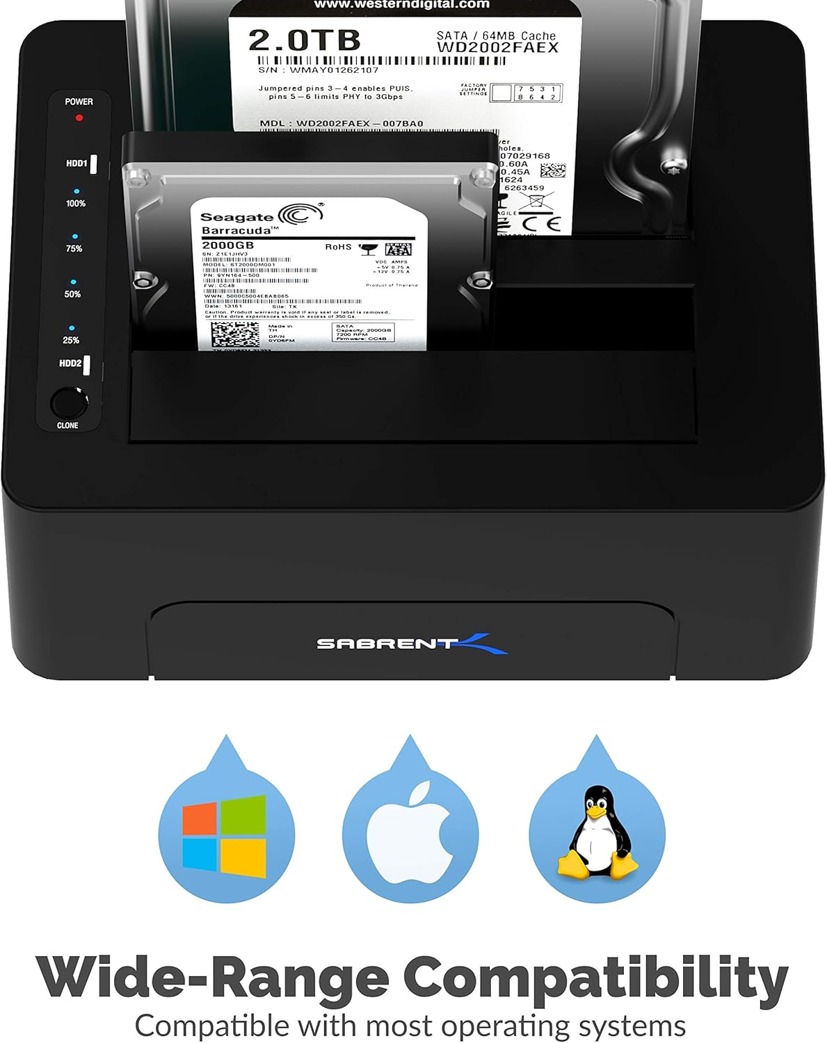 Sabrent USB 3.1 to SATA External Hard Drive Docking Station for 2.5 or 3.5in HDD
