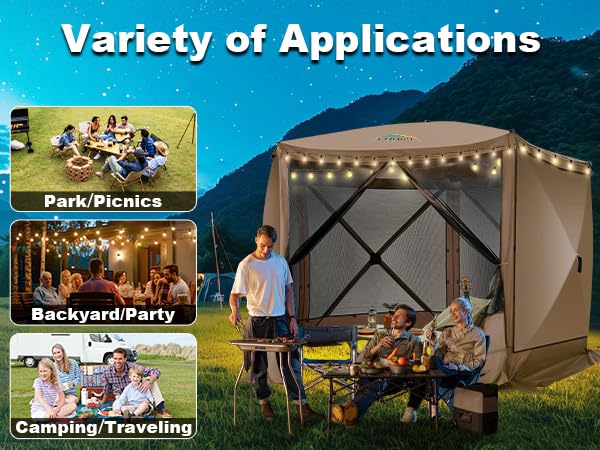 COBIZI 12x12ft Pop up Gazebo Screen Tent Screen House for Camping, Camping Outdoor Screened Gazebo, Canopy Tent