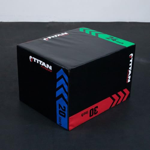 Titan Fitness Heavy Foam Plyometric Box, Pro-Duty HIIT Exercise Foam Plyo Box, Step-Up, Box Squat, Home Garage Gym Training