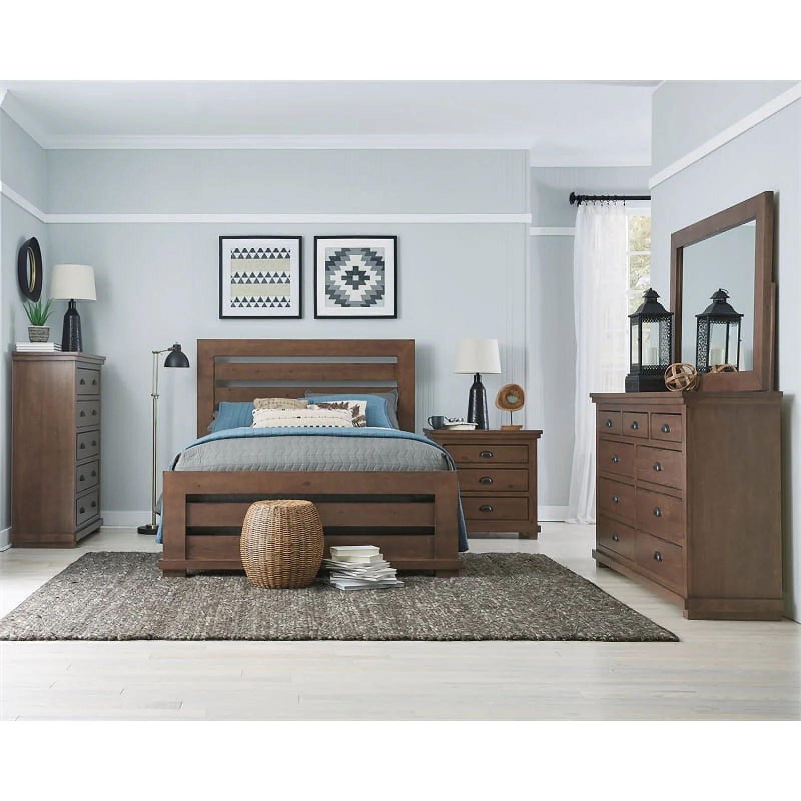 Progressive Furniture Willow Wood Queen Size Headboard in Auburn Cherry Brown