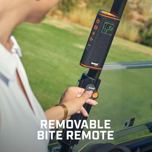 Bushnell Golf Wingman View GPS Speaker | LCD Screen, Magnetic Mount, Music & Audible Distances for 36,000+ Courses, Wireless Remote, 36-Hole Battery