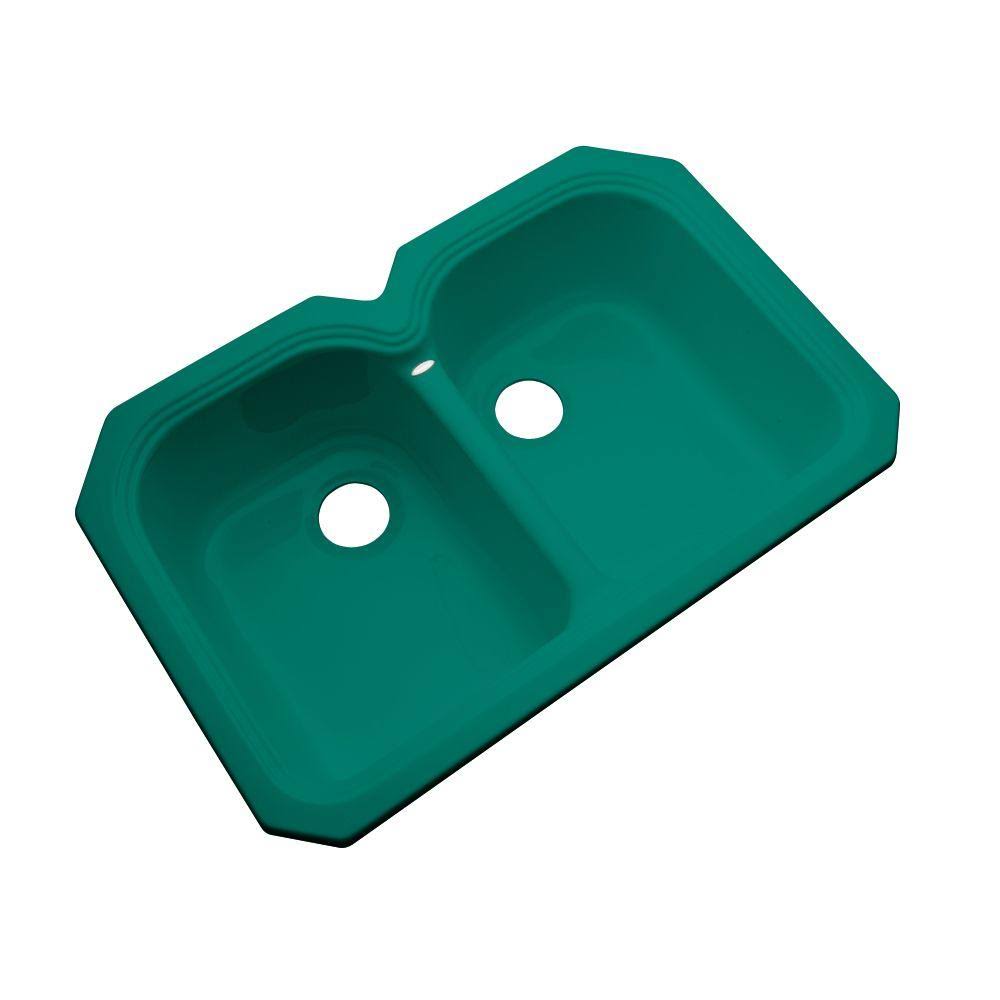 Thermocast Hartford Undermount Acrylic 33 in. Double Bowl Kitchen Sink in Verde 44042-UM
