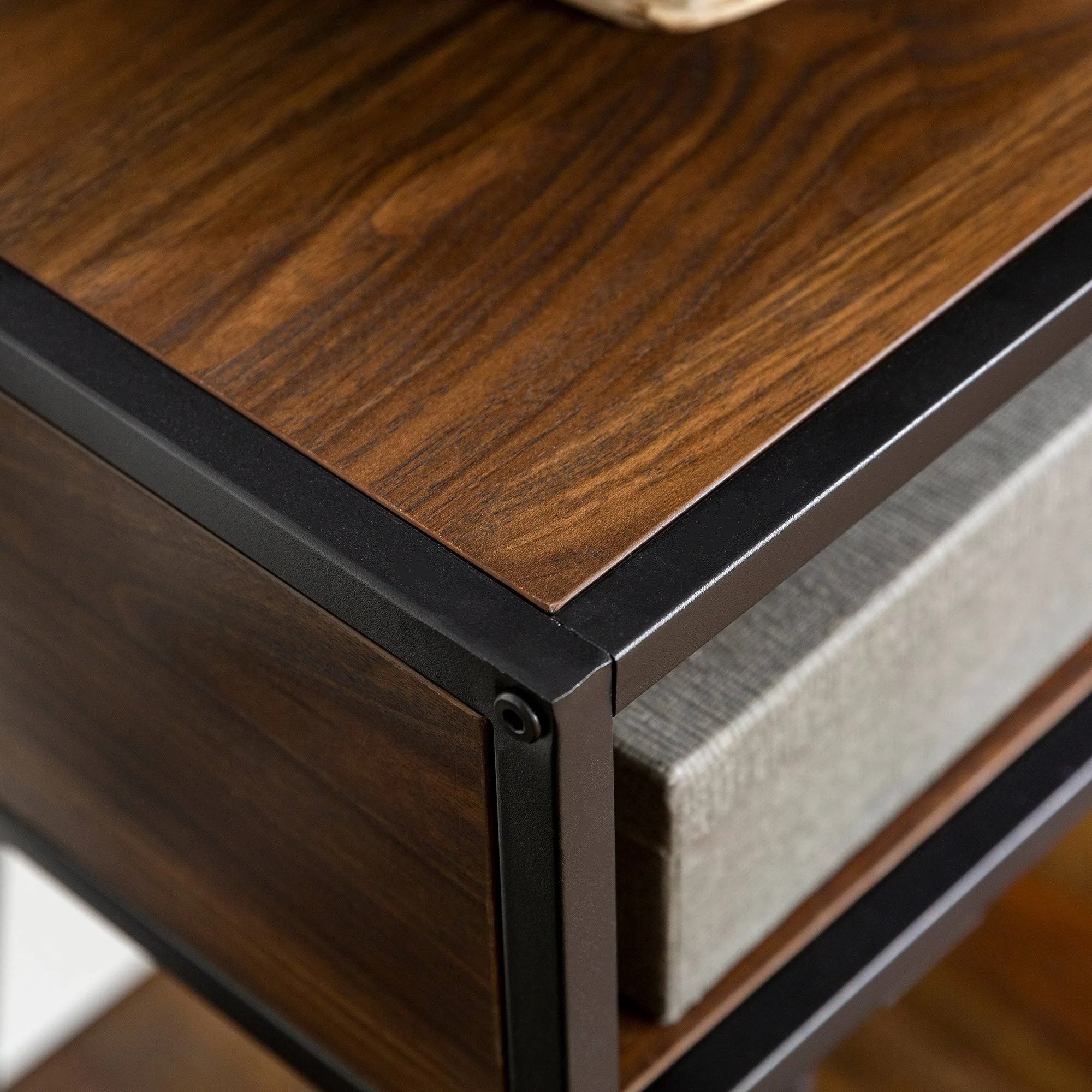 Carson Carrington Mid-Century Telephone Bench - Grey / Dark Walnut