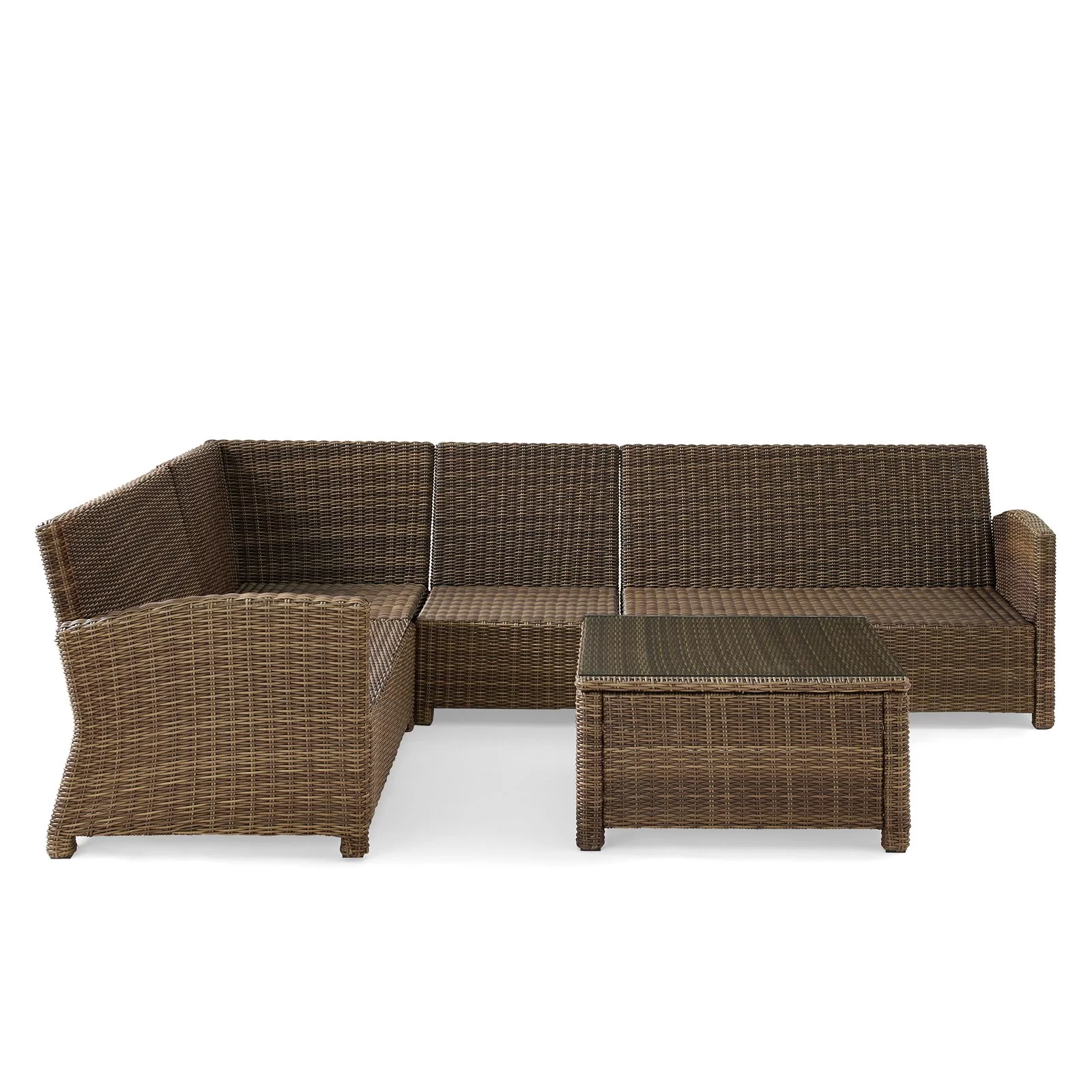 Crosley Furniture Bradenton 5 Piece Fabric Patio Sectional Set in Brown and Navy