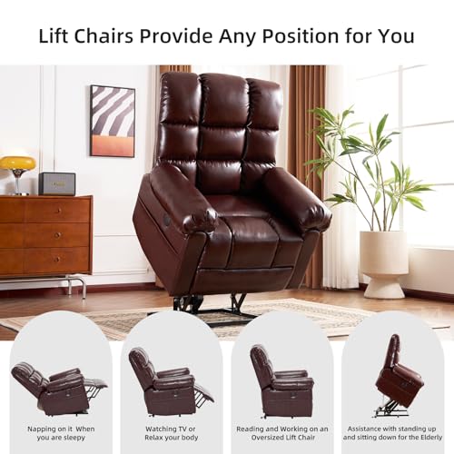 Oversized Power Lift Recliner Chair with Massage and Heat for Elderly, 26" Extra Wide Lift Chair for Big and Tall