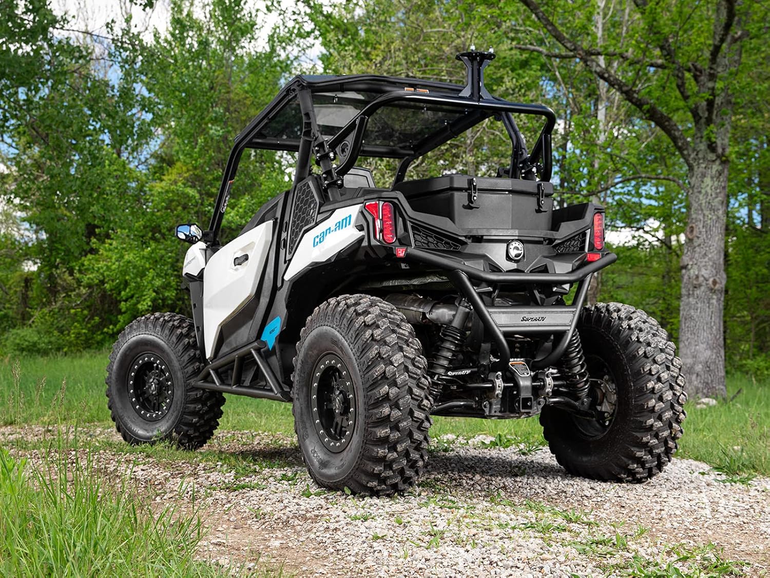 SuperATV Rear Bumper for 2018+ Can-Am Maverick Trail 800 / 1000 - Made of 1.75 Inch Heavy Duty Steel Tubing - UV Resistant Powder Coating