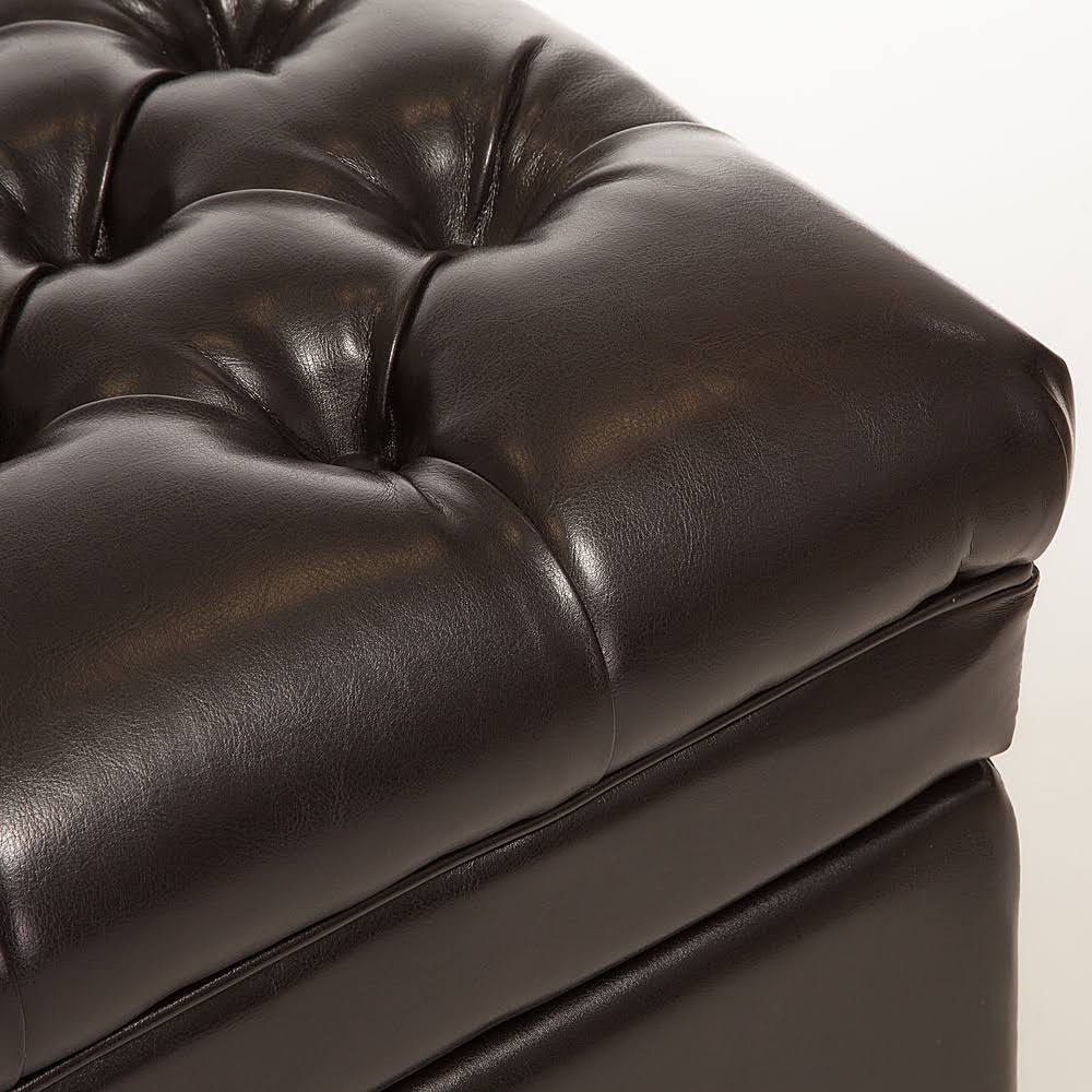 Noble House Hastings Espresso Tufted Storage Ottoman, Brown