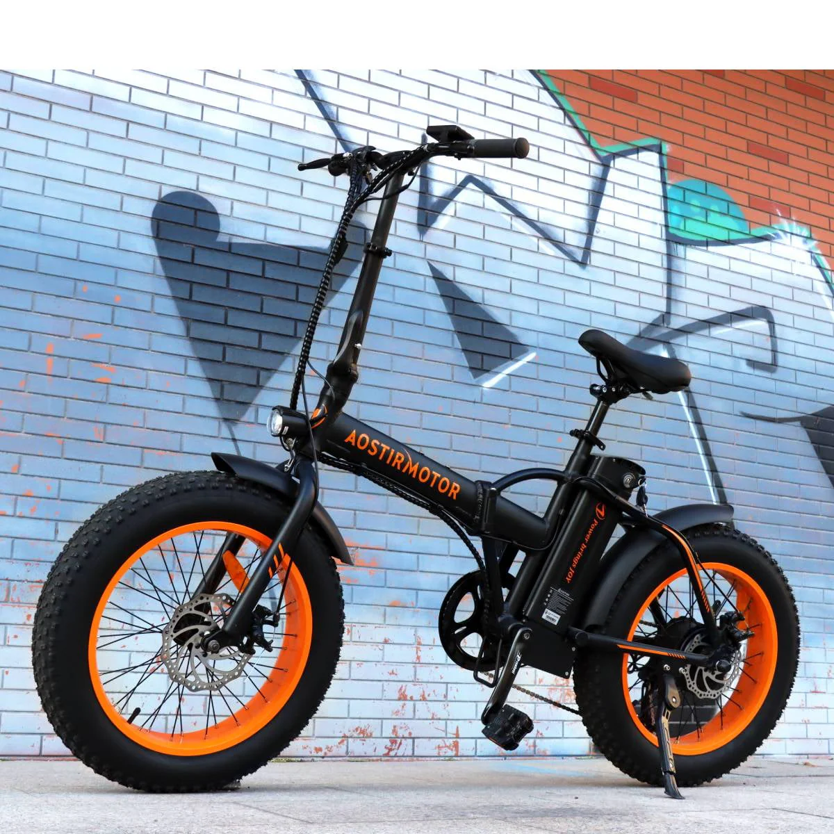 Aostirmotor Folding Electric Bike 20 inch Fat Tire , with 500W Motor, 36V 13AH Removable Lithium Battery,Ebikes for Adults（Black）