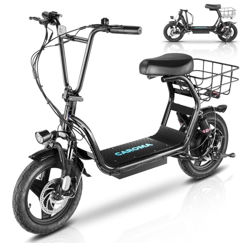 Caroma Peak 500W/800W/1200W Electric Scooter with Seat for Adults,up to 30 Miles&20MPH, 14" Fat Tire