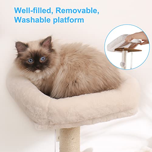 Hey-brother Cat Tree with XL Litter Box Enclosure, All-in-one Cat Tower for Indoor Cats with Large Hammock, Bed, Food Station, Scratching Posts