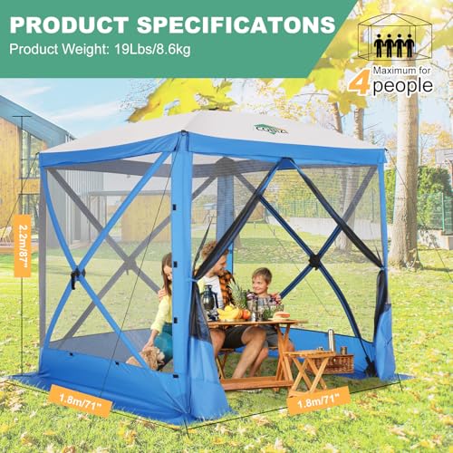 COBIZI 12x12ft Pop up Gazebo Screen Tent Screen House for Camping, Camping Outdoor Screened Gazebo, Canopy Tent